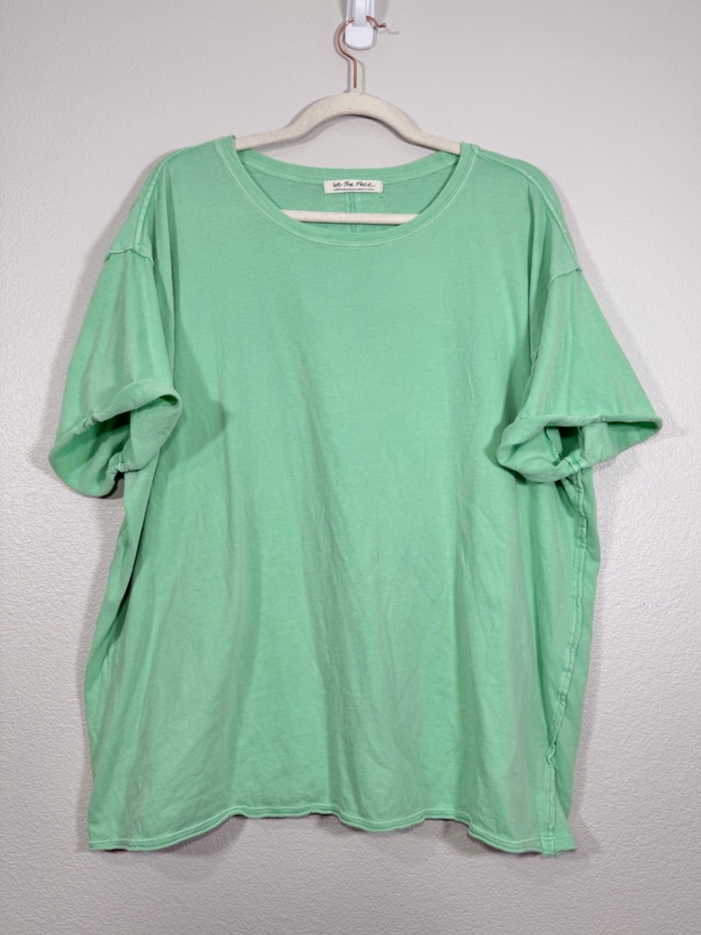 We The Free Shirt Short Sleeve T-Shirt Mint Green Cotton Tee Spring Women Large